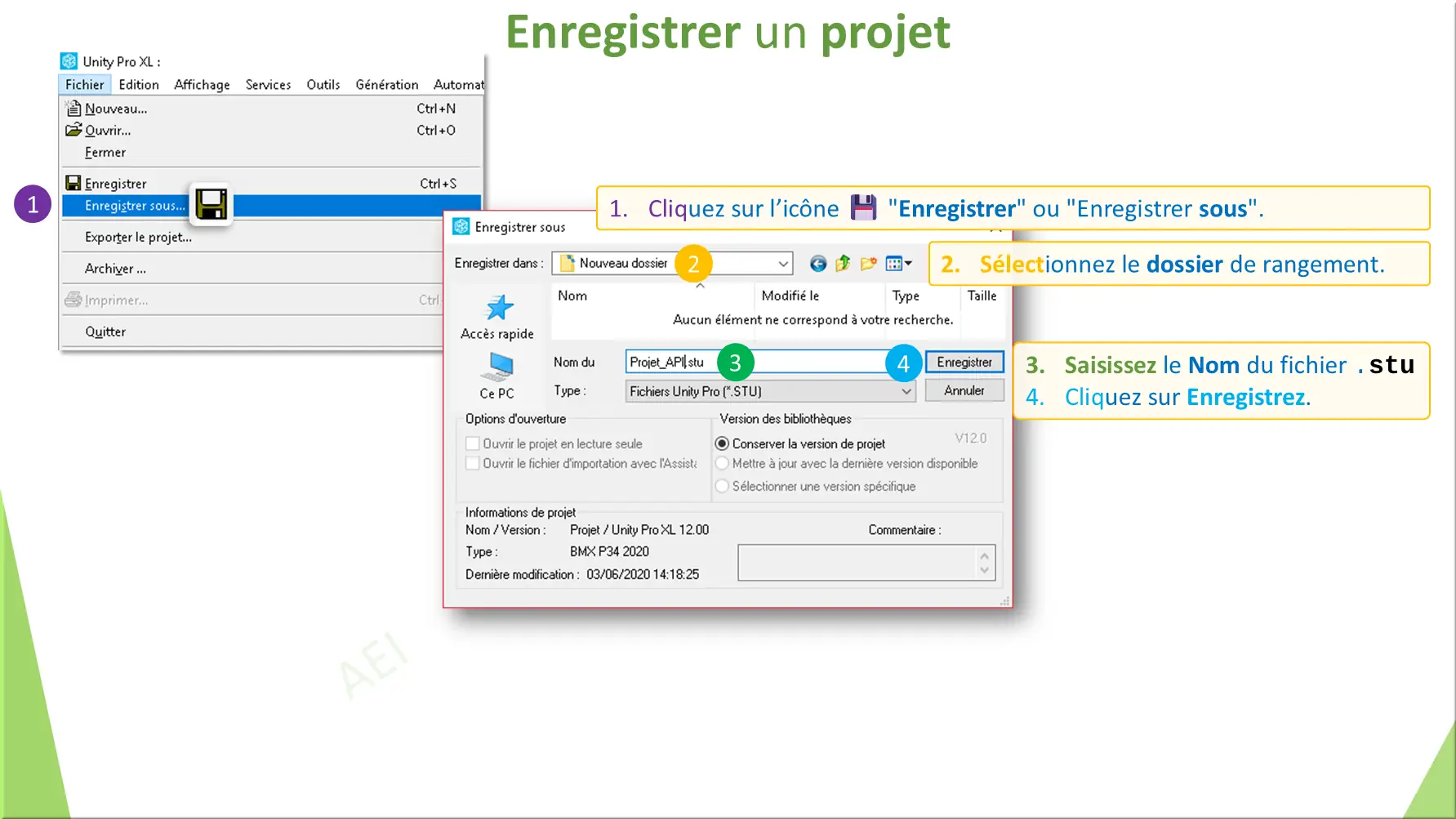 Enregistrer un projet